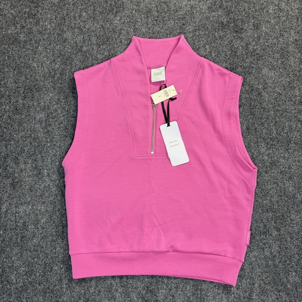 NWT Varley Loretta Half Zip Sleeveless Sweat Women's M Pink Rose DoubleSoft